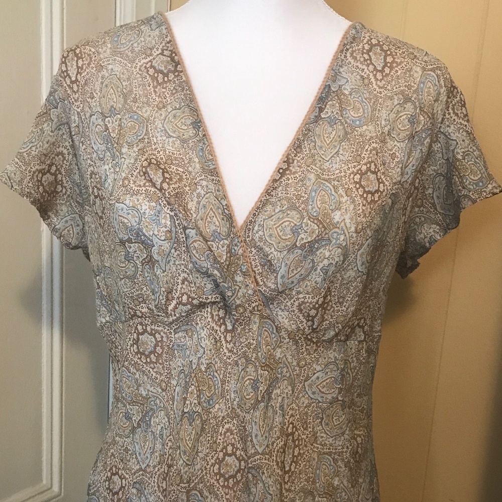 Blue & Beige Paisley Georgette Top